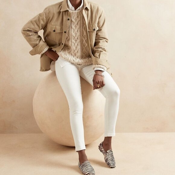 Banana Republic Mid Rise SCULPT Skinny Jeans White Size 10/30 LONG RETAIL $100 - Picture 1 of 5